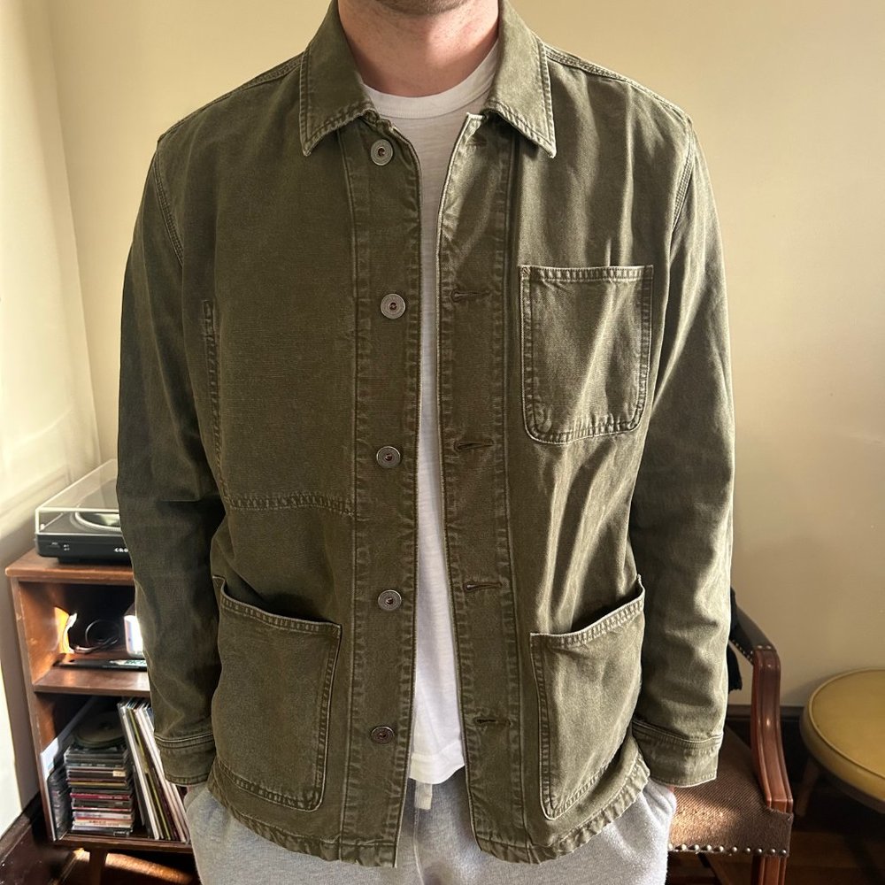 AE77 Green Canvas Chore Coat